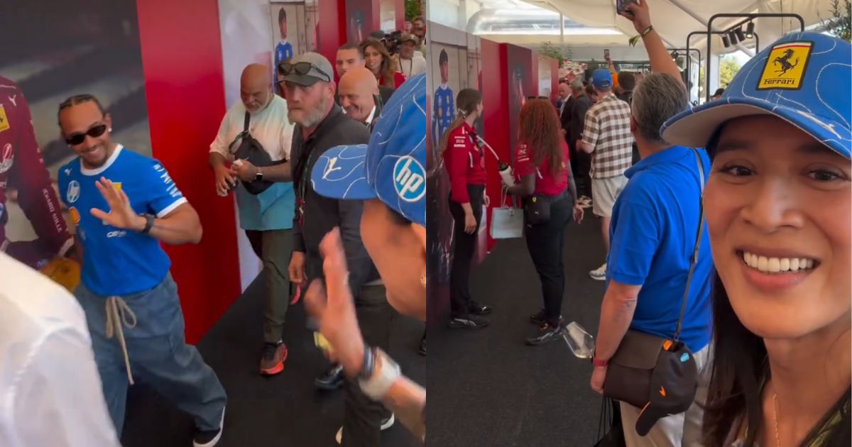 Angie Mead King meets Formula 1's Lewis Hamilton up close in Italy