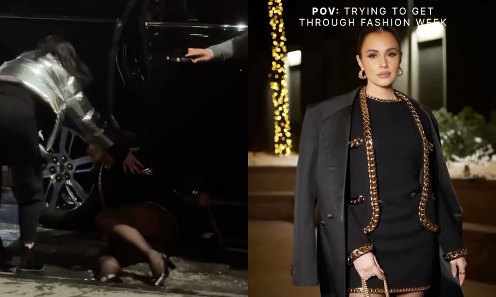 Max Collins slips down at Fashion Week event and gracefully recovers: 'Can’t wait to do it all over again'