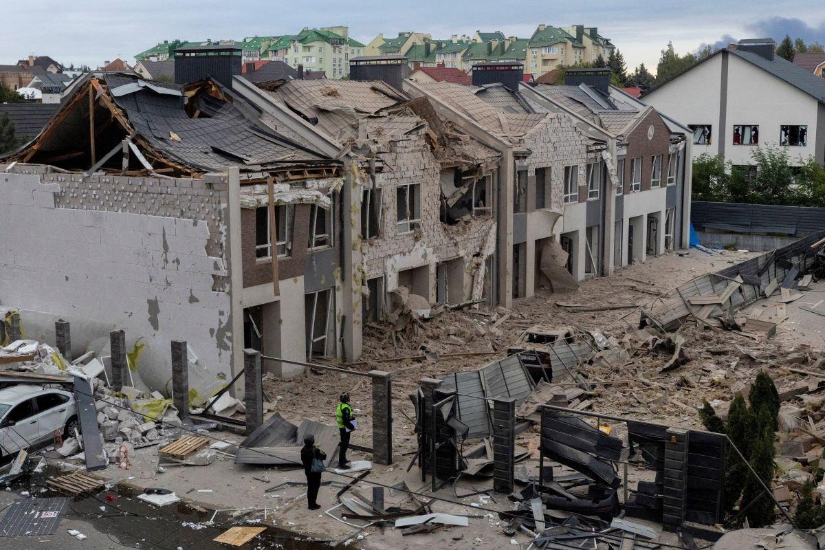 Aftermath of Russian drone and missile attacks in Kyiv