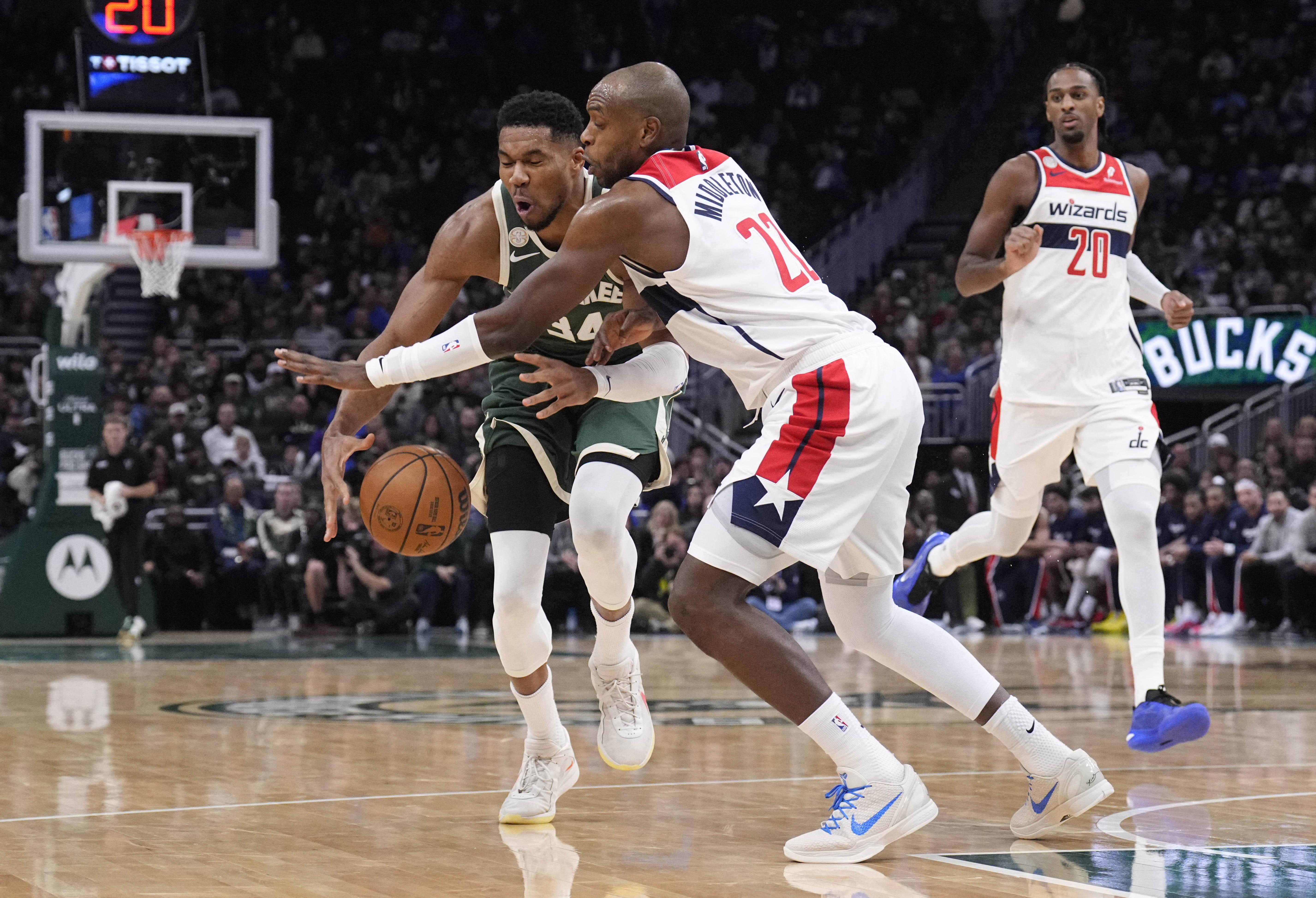 NBA: Giannis Antetokounmpo, Bucks top Wizards in Khris Middleton's return
