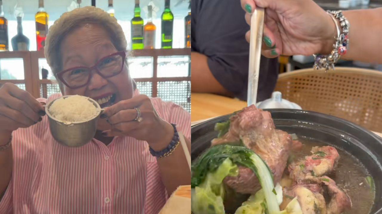 TikTok-famous Mama Lulu visits Tagaytay for bulalo, gets surprise ube cake from chef
