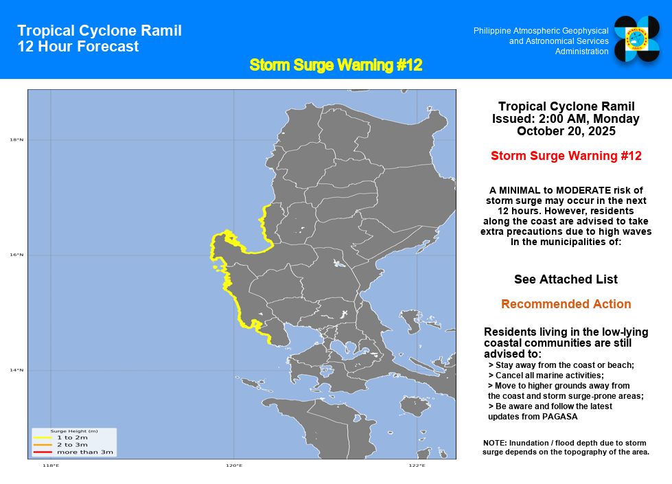 Storm surge warning up for coastal towns in Bataan, La Union, Pangasinan, Zambales