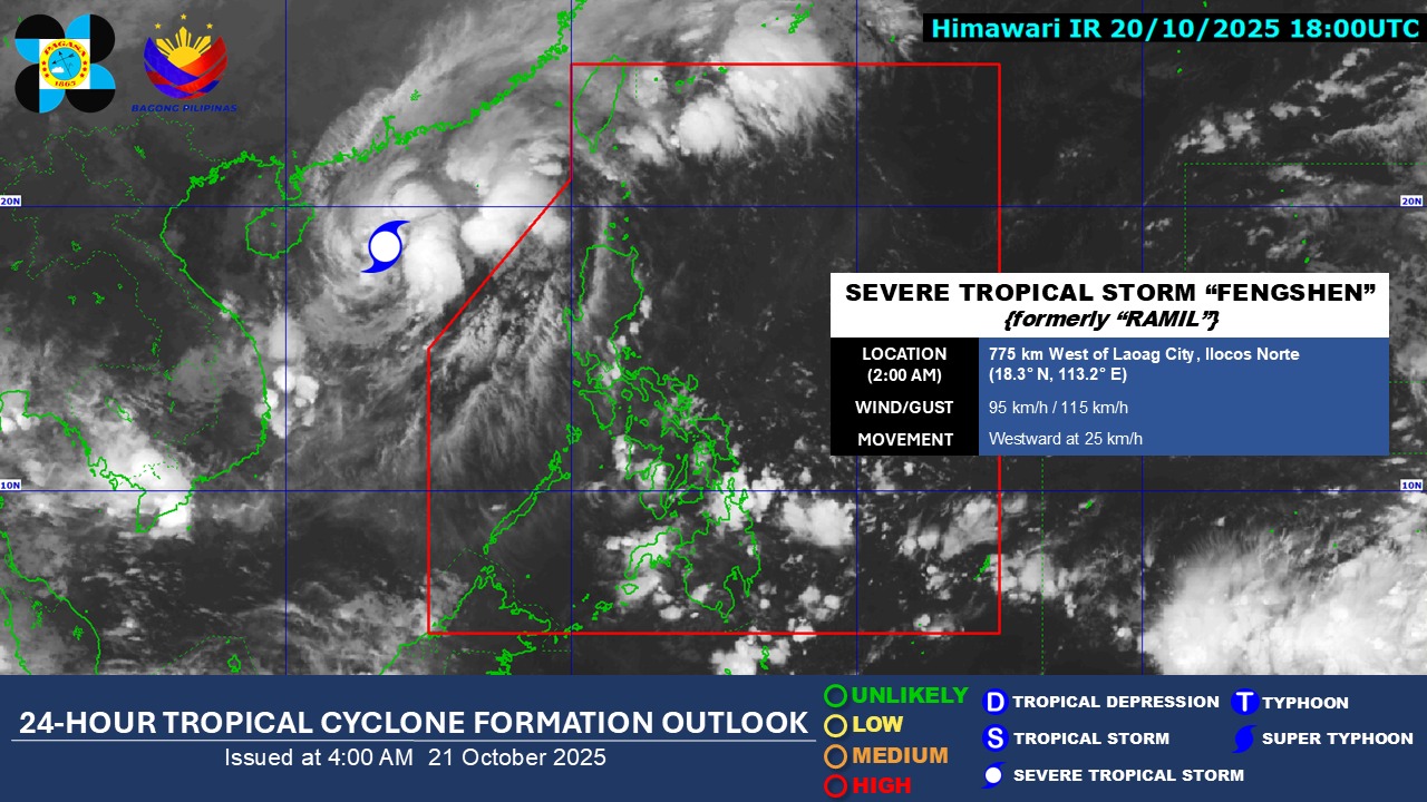 PAGASA: Cloudy skies, scattered rains expected on Oct. 21 due to easterlies