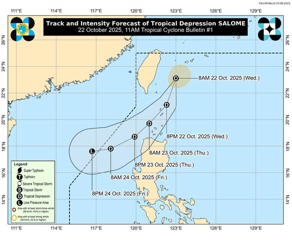 Signal No. 1 up over 3 areas as Salome may make landfall over Batanes