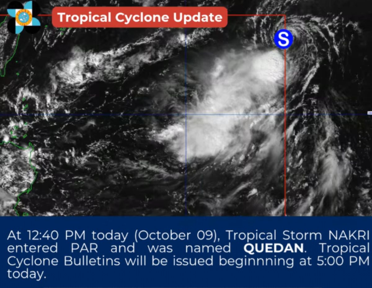 Tropical Storm Quedan now in PAR