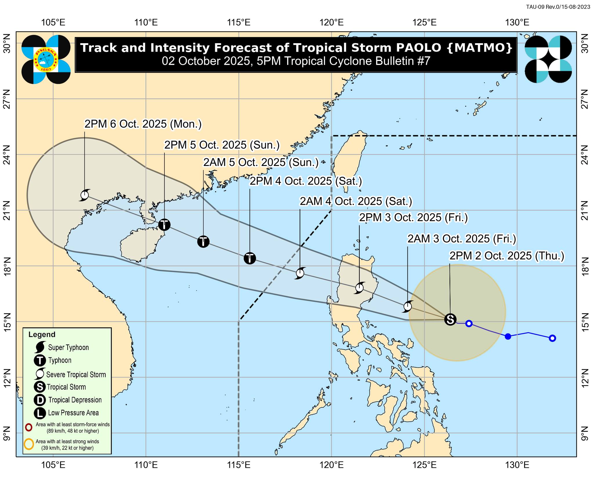 Paolo slightly intensifies as 7 areas under Signal No. 2