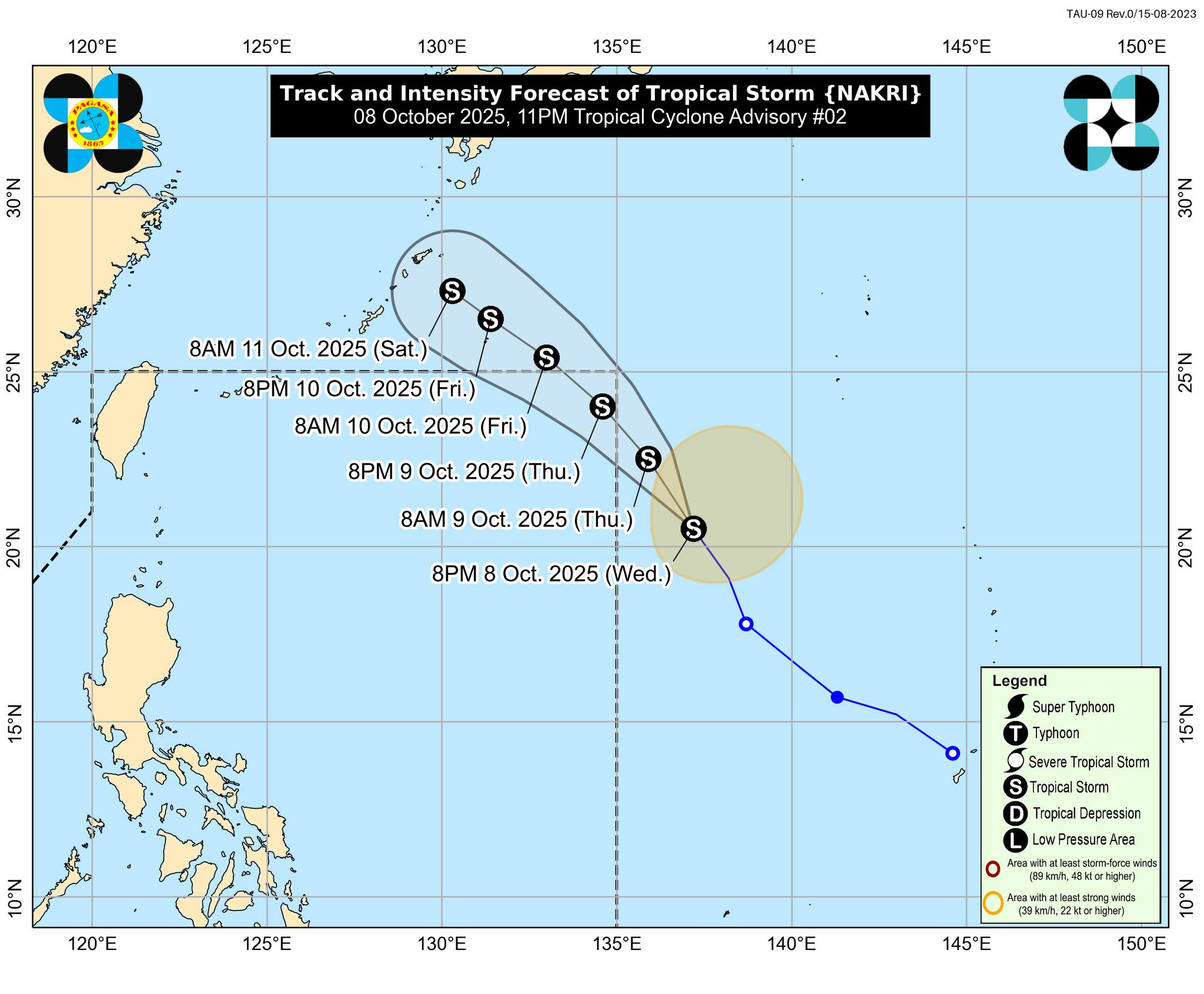 Tropical Storm Nakri slightly accelerates while moving north