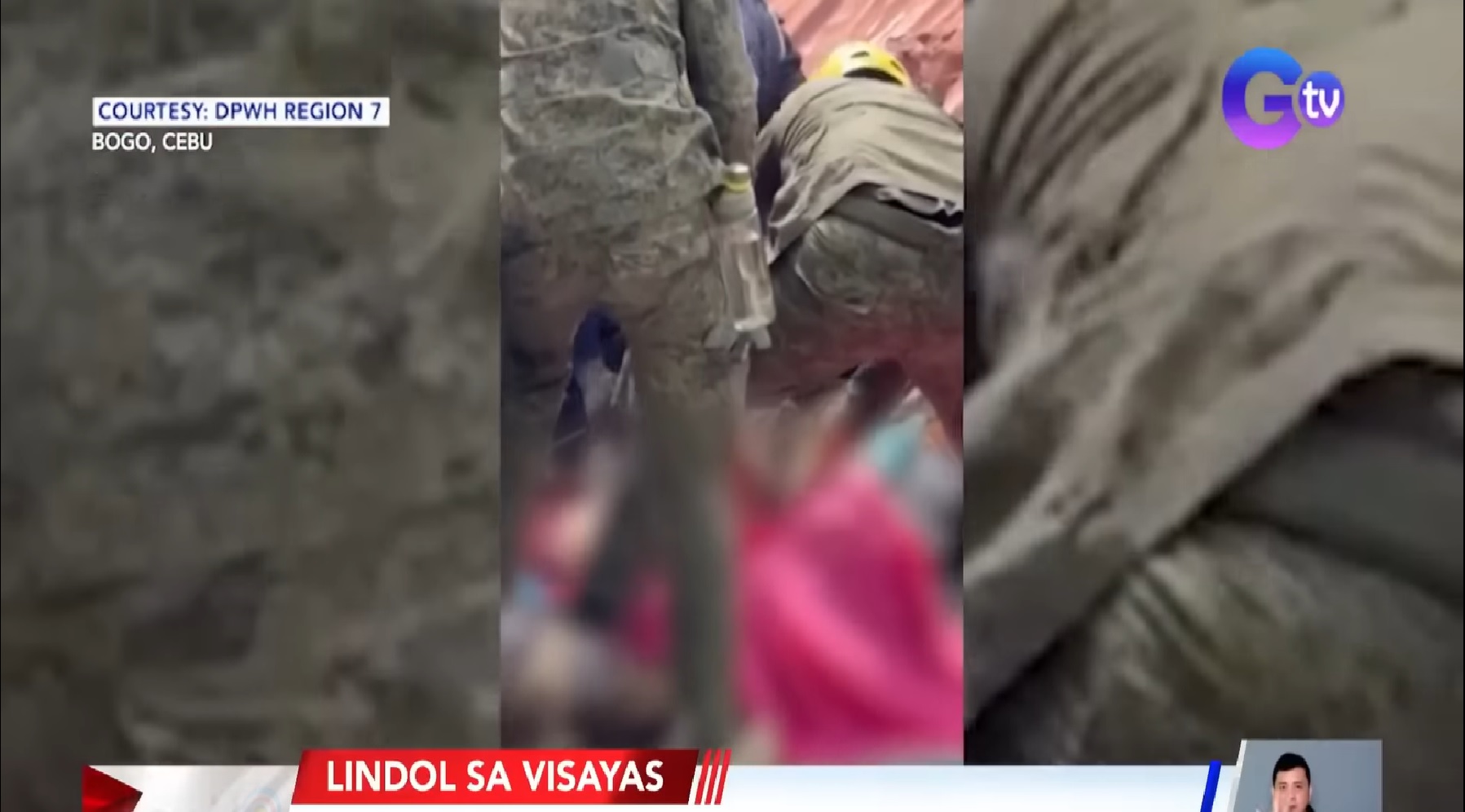 Pagkuha sa mga taong natabunan ng malalaking bato dahil sa magnitude 6.9 na lindol sa Cebu, pahirapan