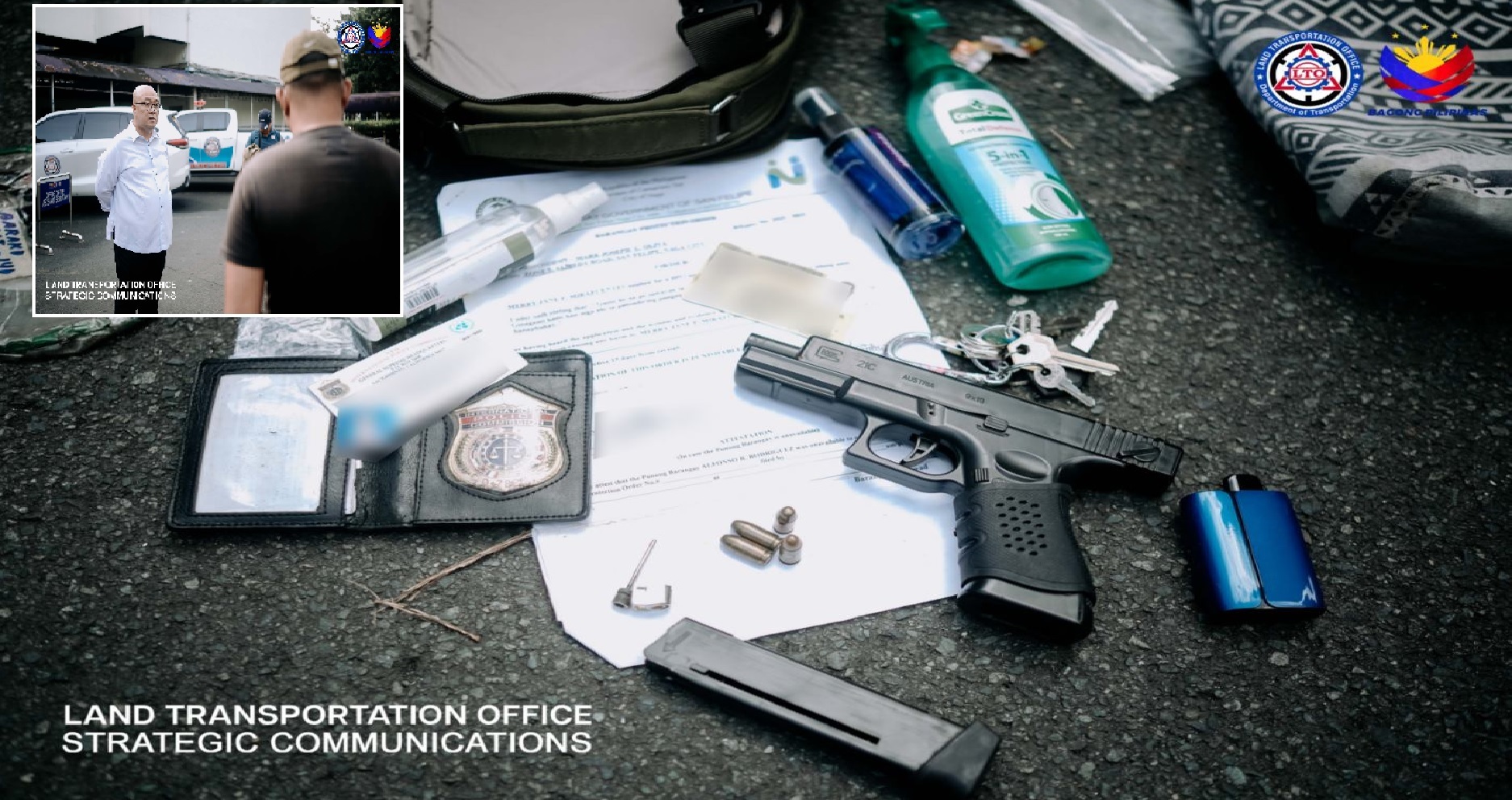 Driver na sinita dahil sa blinker ng sasakyan, nabistong may pekeng baril, AFP ID, at badge