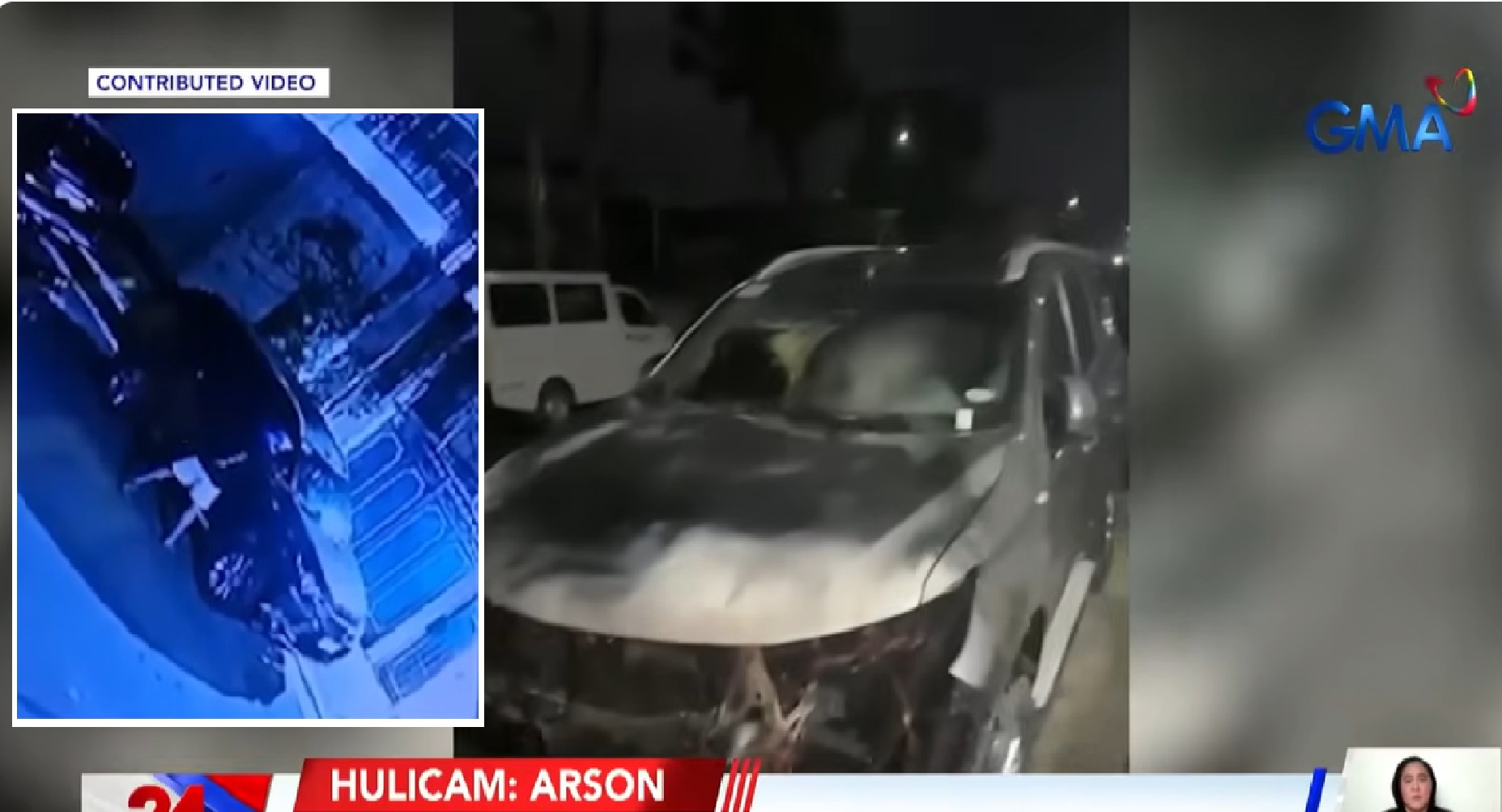 Nakaparadang SUV sa gilid ng daan, sinilaban ng motorcycle rider sa QC