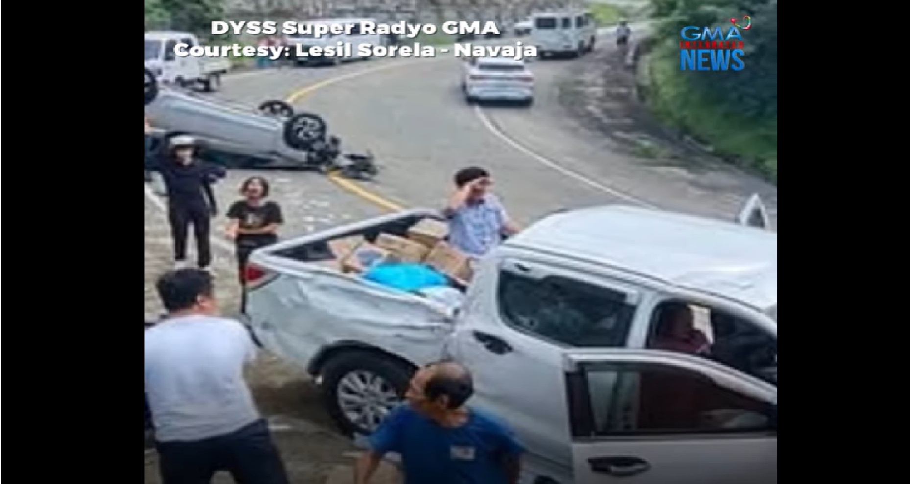 Ilang sasakyan na may dalang relief goods para sa mga biktima ng lindol sa Cebu, aksidente sa iisang lugar thumbnail