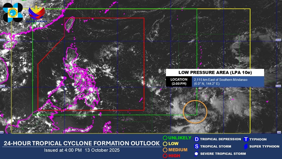 LPA outside PAR has ‘medium’ chance of becoming storm — PAGASA