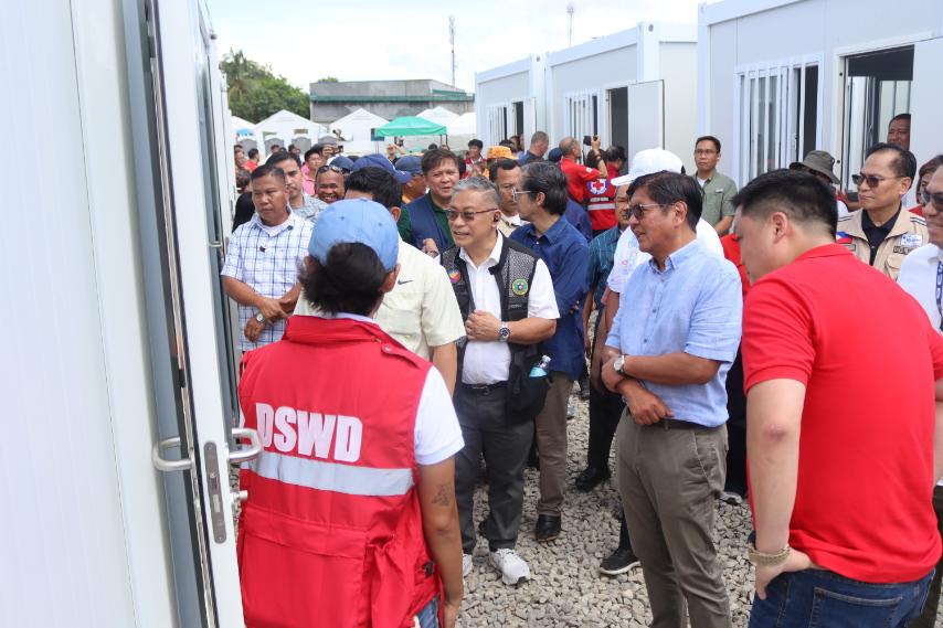LOOK: Marcos visits quake victims in Cebu, inspects modular units