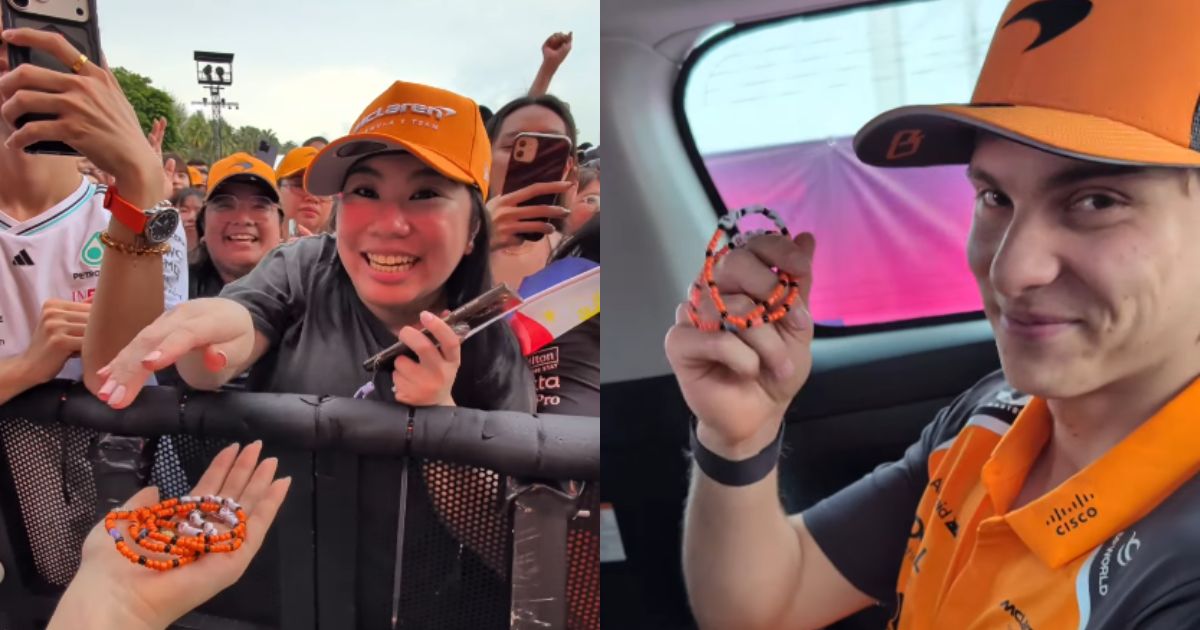 Formula 1's Oscar Piastri receives bracelet from Filipino McLaren fan