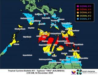 PAGASA: 9 areas under Signal No. 4 as Tino hits land