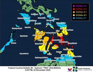 Typhoon Tino Nears Dinagat Islands, Signal No. 4 Over Eight Areas