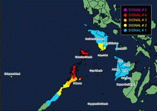 Signal No. 4 up over El Nido, north Palawan as Typhoon Tino makes landfall in Batas Island, Taytay