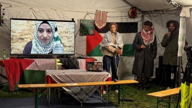 Palestinian Liberatory Book Fair organizer Khalil Pierre (rightmost) shared plan to loan books from their collection to Frankfurt residents. 'In these horrific times, we need inspiration, growth, and personal development to continue the struggle for Palestine, the Philippines, Kashmir, Haiti, Congo, Sudan, and all other oppressed people across the world,' he said. ANDY PE&Atilde;AFUERTE III