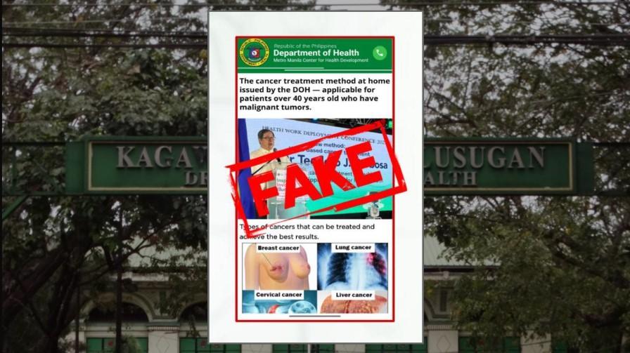 DOH denies endorsing home-based cancer treatments, warns vs. fake accounts
