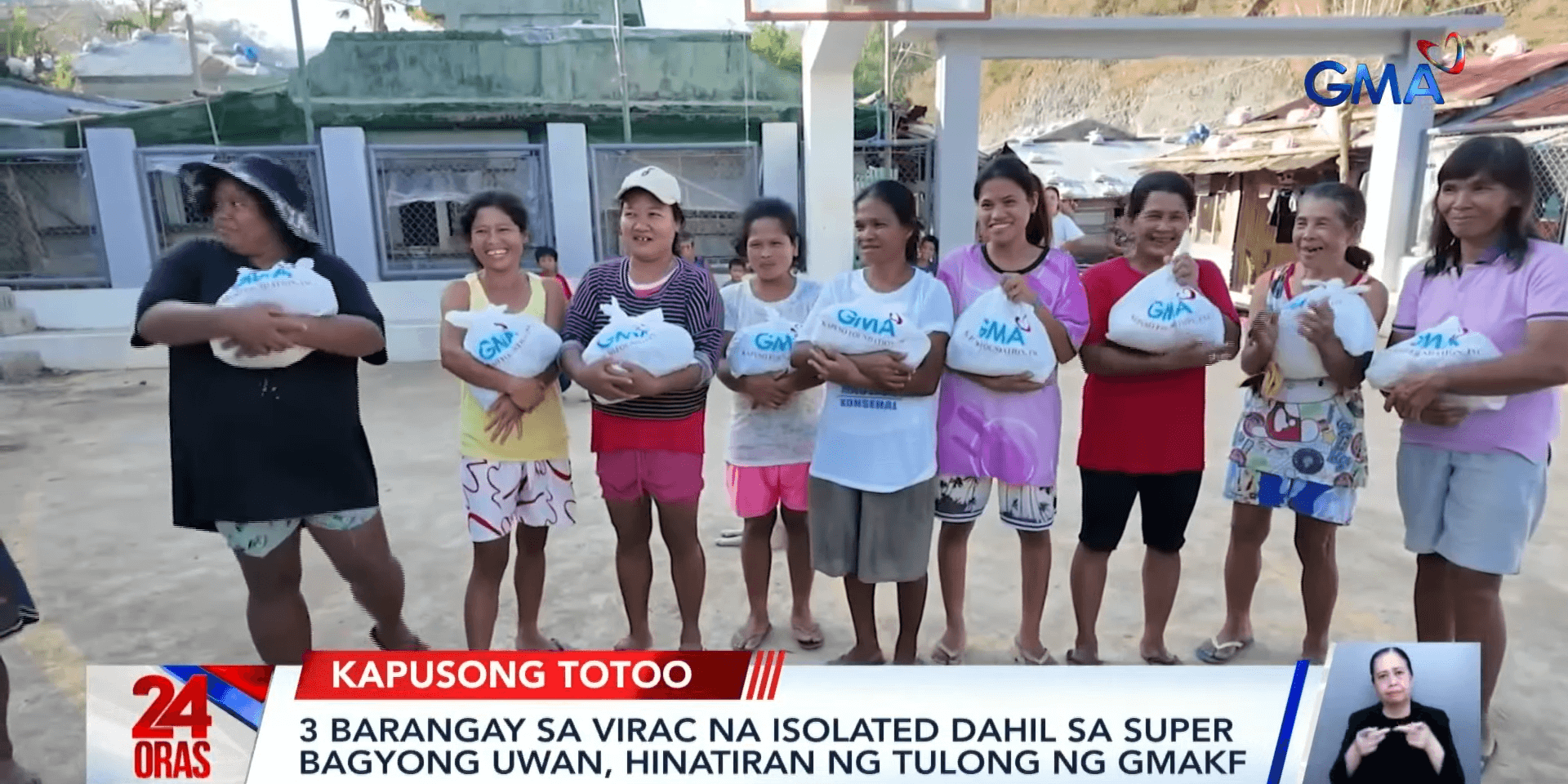 3 barangays in Virac isolated due to Uwan receive aid from GMA Kapuso Foundation