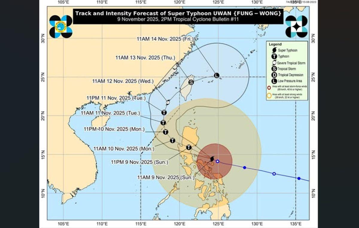 More areas under Signal No. 5 as Uwan moves over Camarines Norte coastal waters