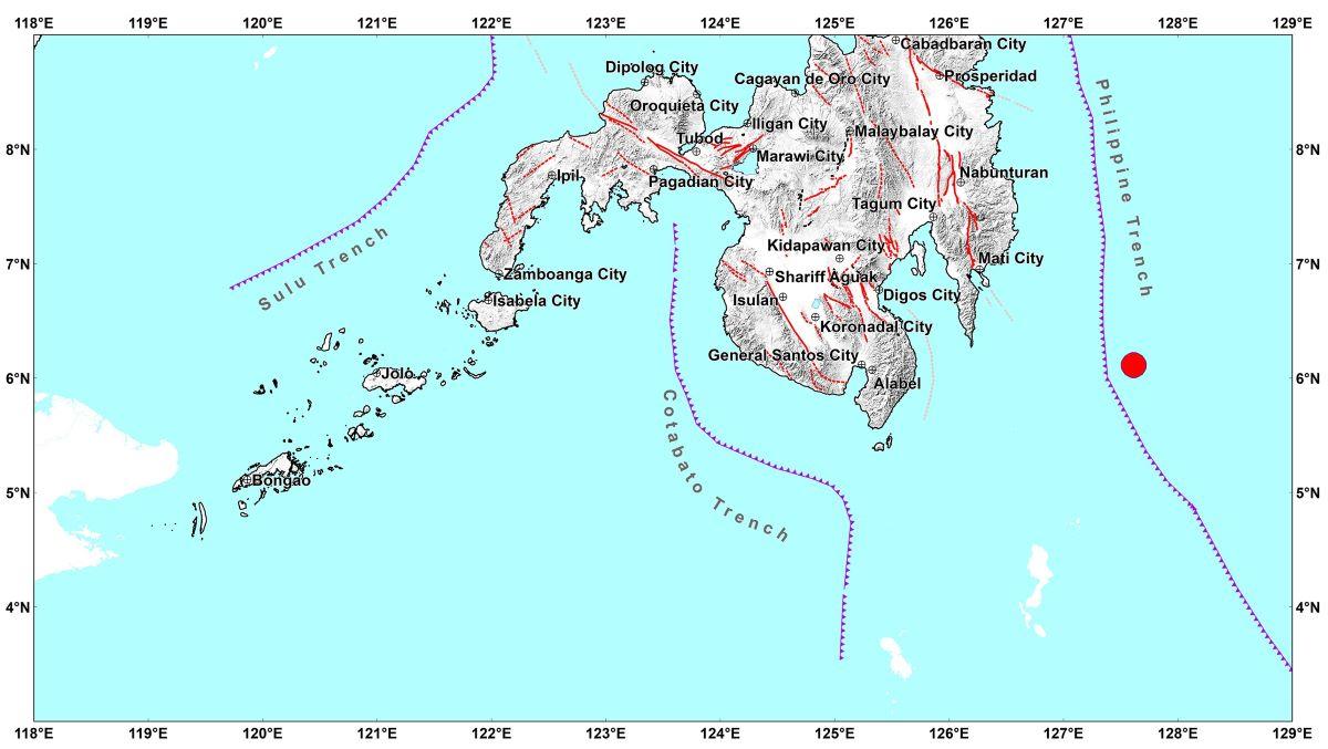 Magnitude 5.0 earthquake offshore Tarragona, Davao Oriental, Nov. 1, 2025