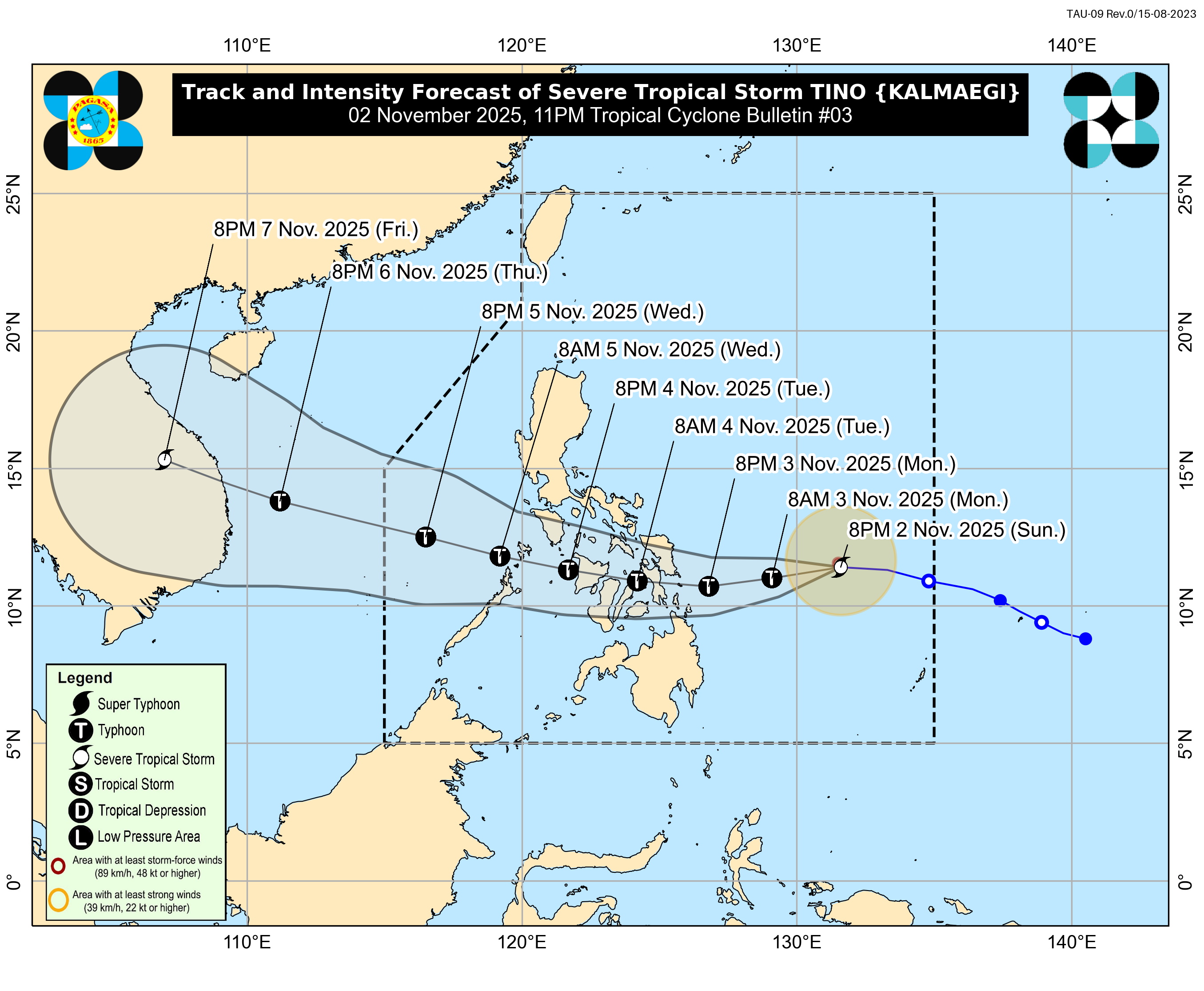 Tino continues to intensify, Signal No. 2 up in 11 areas