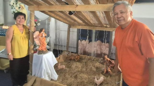 Husband and wife Salvador and Cora Revoltar on the first day of Simbang Gabi at St. Mary&acirc;s Coomera in the Gold Coast on Monday, December 15, 2025. REENA BAET