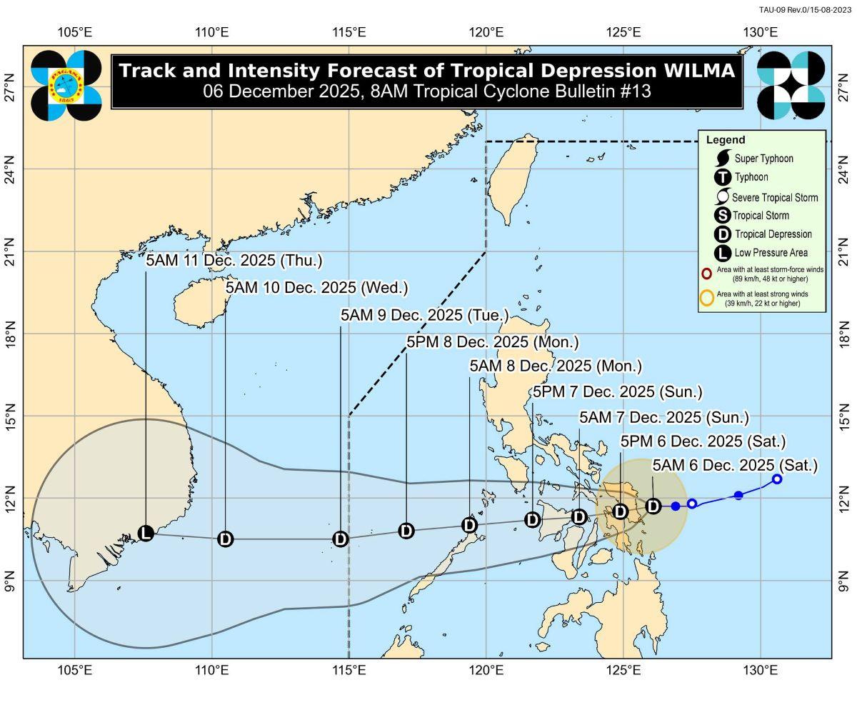 Tropical Depression Wilma, Dec. 6, 2025 (8AM)