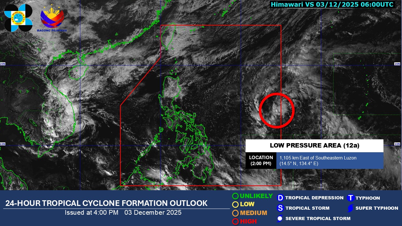 LPA enters PAR, has ‘high’ chance of becoming tropical depression — PAGASA 