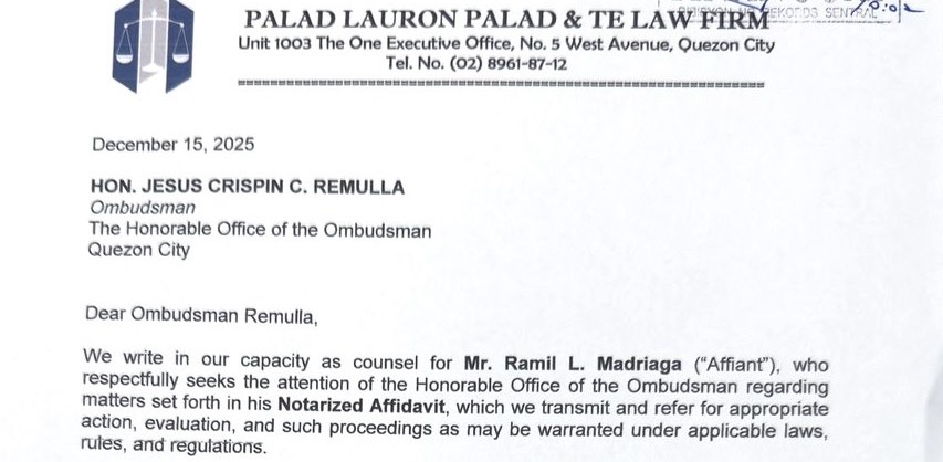 Madriaga seeks Ombudsman probe on his allegations vs. VP Sara Duterte