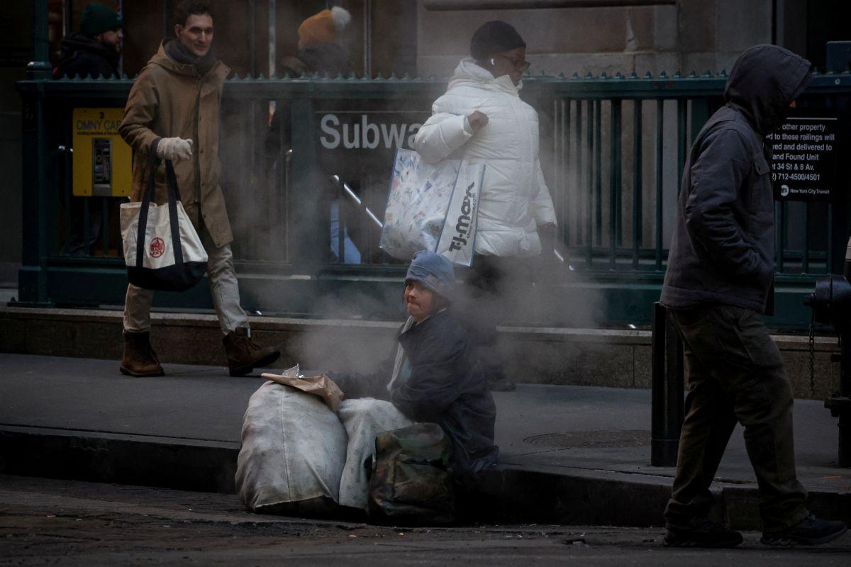 Cold weather in New York City, USA 