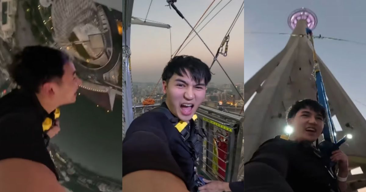 Sandro Muhlach bungee jumps from Macau Tower