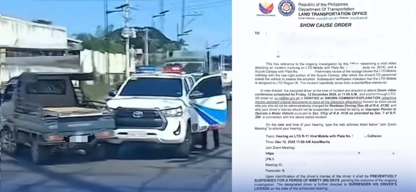 LTO official, employee summoned after LTO vehicle figures in Davao City road mishap