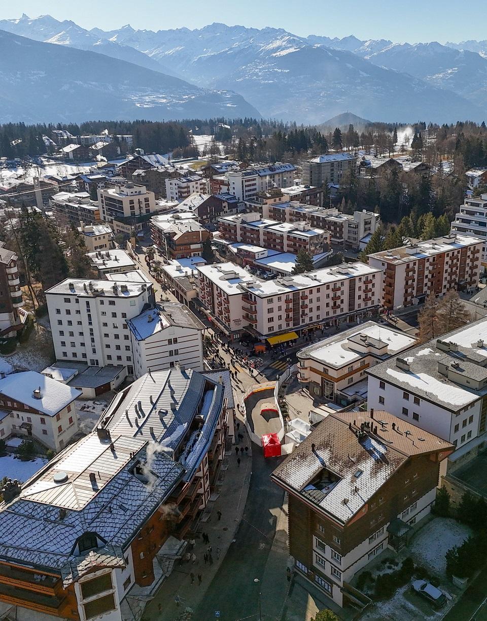 A drone view shows the Le Constellation bar, after a deadly fire there during a New Year's Eve party in the upscale ski resort of Crans-Montana in southwestern Switzerland, January 3, 2026. REUTERS/ Fatos Bytyci