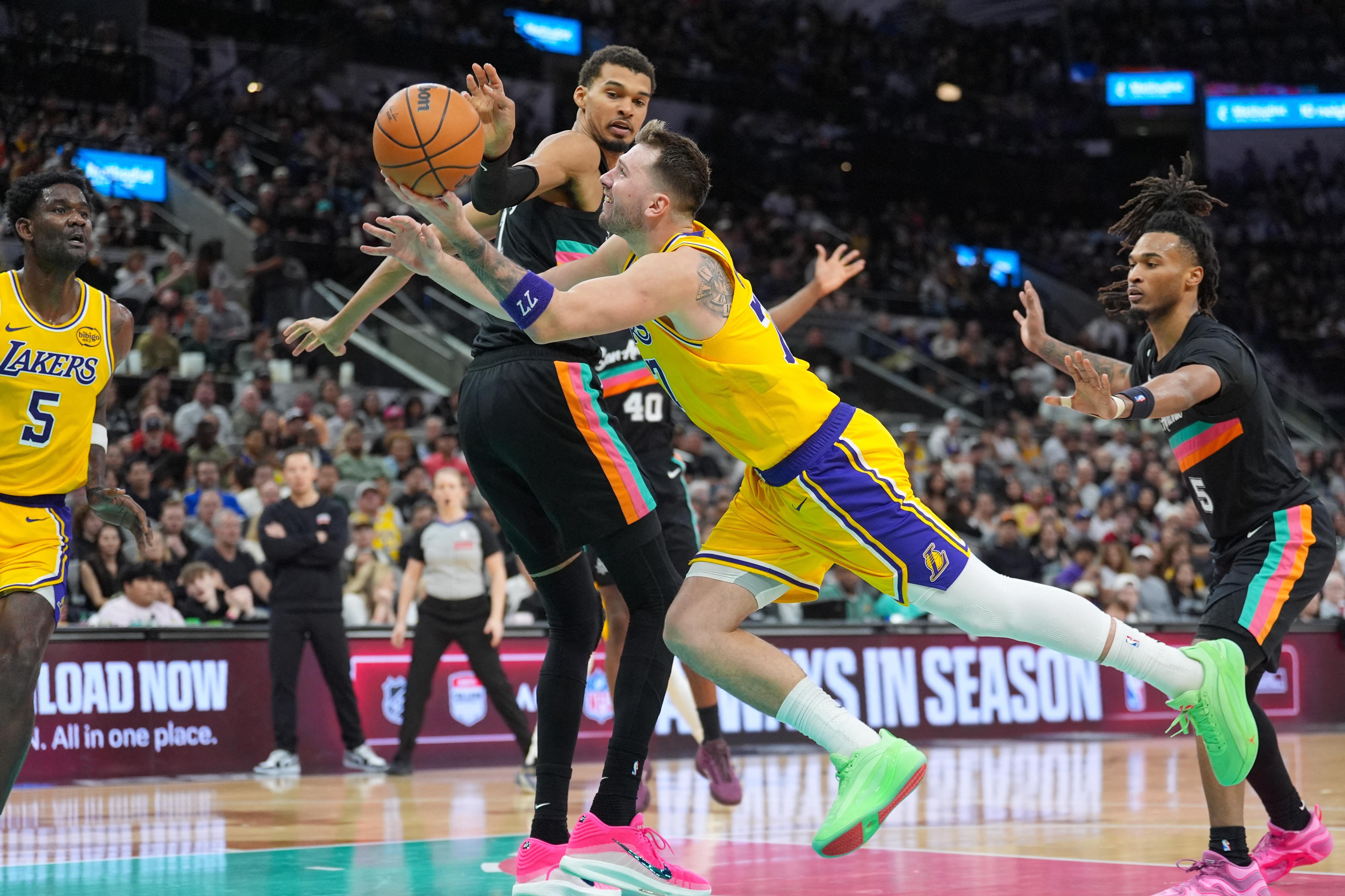 NBA: Lakers' Luka Doncic and Spurs' Victor Wembanyama