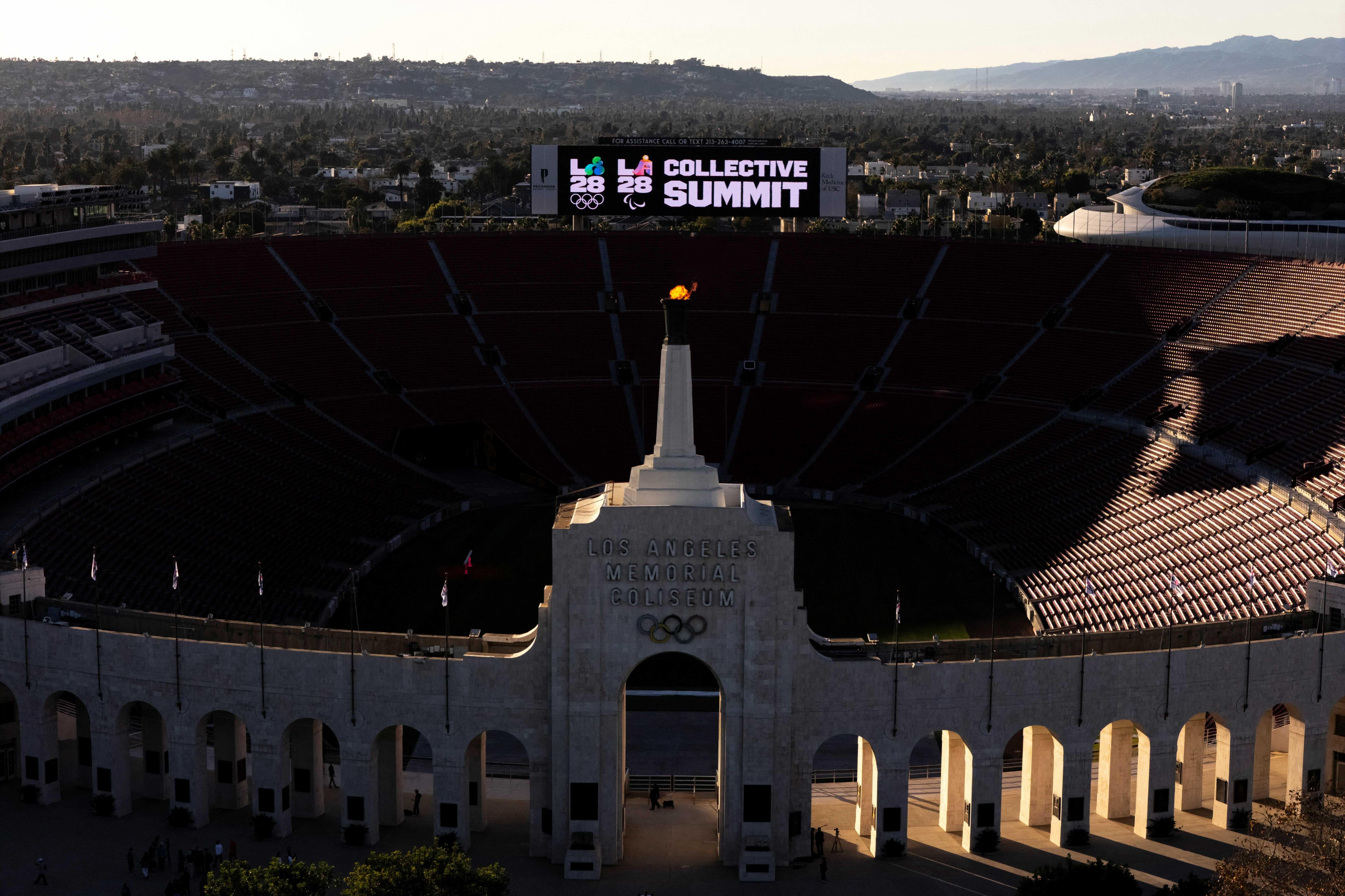 LA28 lights Coliseum cauldron as ticket registration set to open