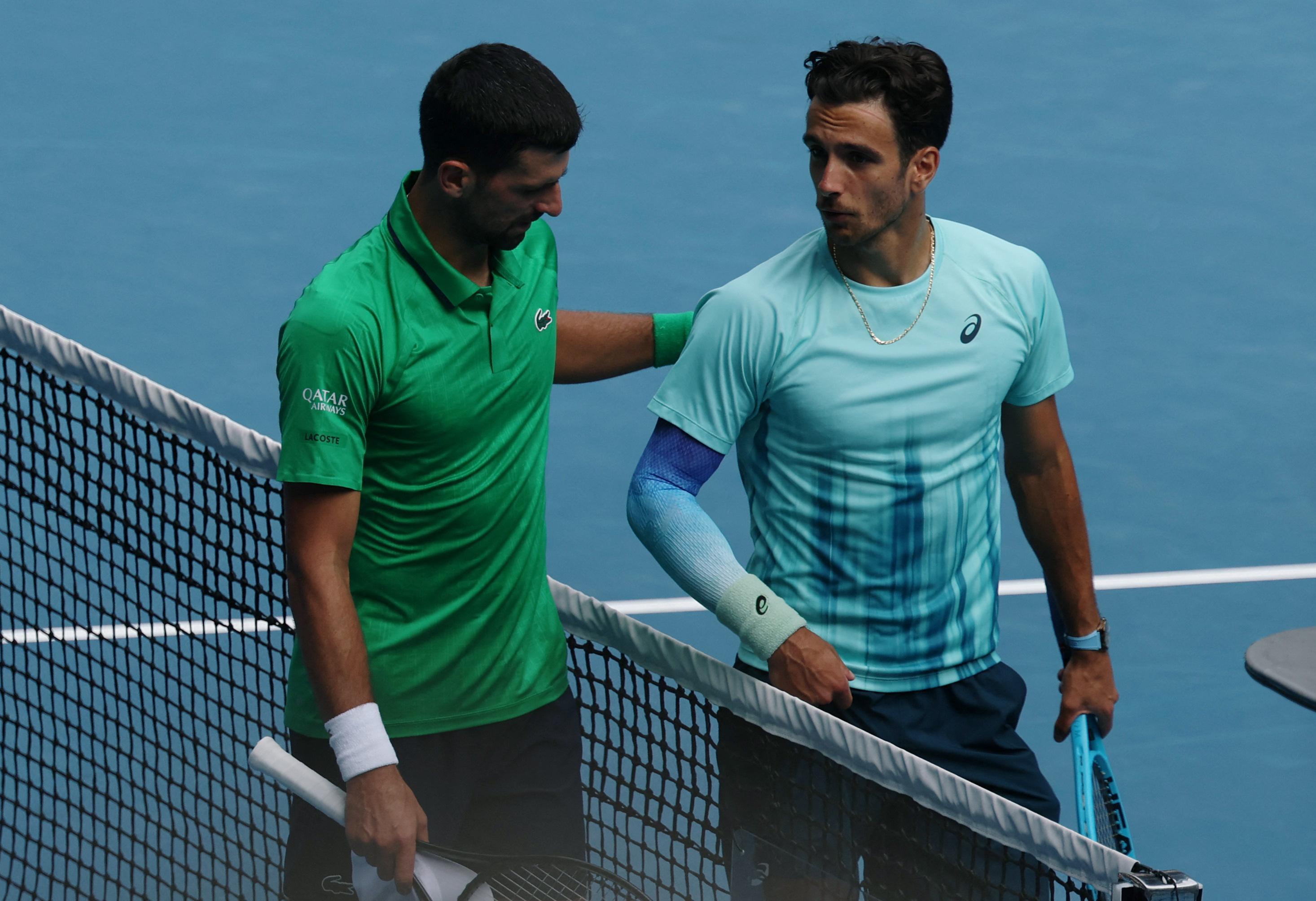 Djokovic through to Australian Open semifinals after Musetti injury