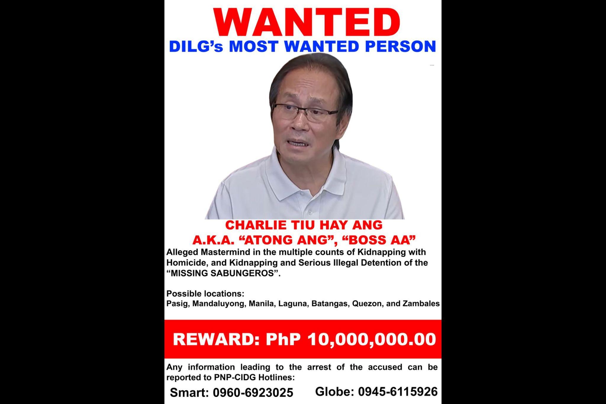 Wanted poster for Atong Ang