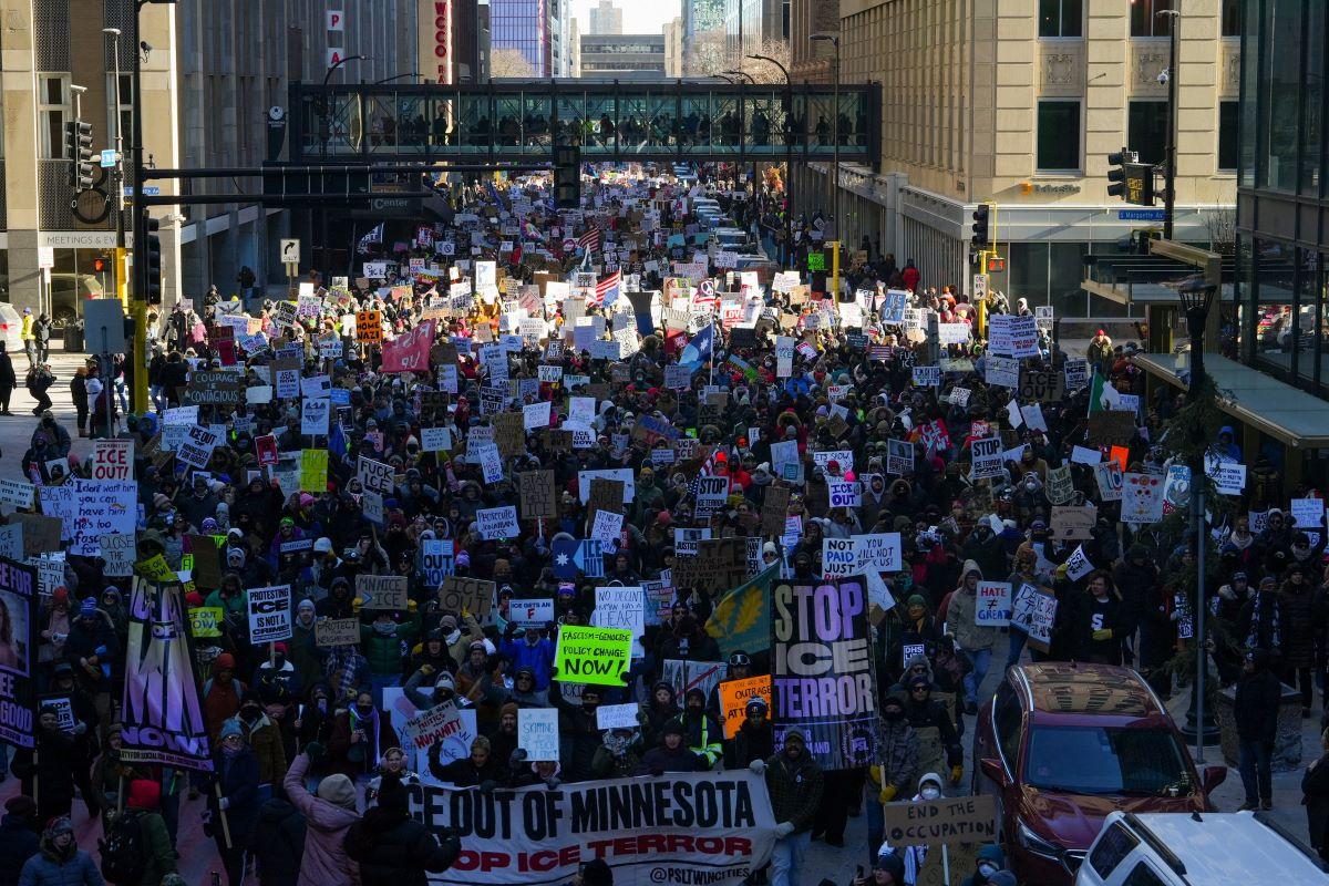 Thousands demonstrate in Minnesota and across US to protest ICE
