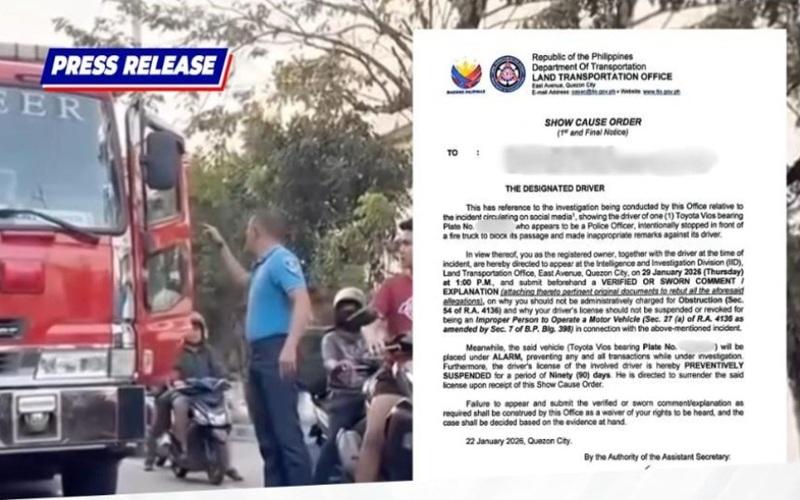 LTO issues SCO vs. police officer blocking fire truck in viral footage