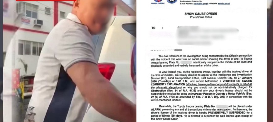 LTO issues SCO vs. gov’t employee who struck motorist in viral road rage video