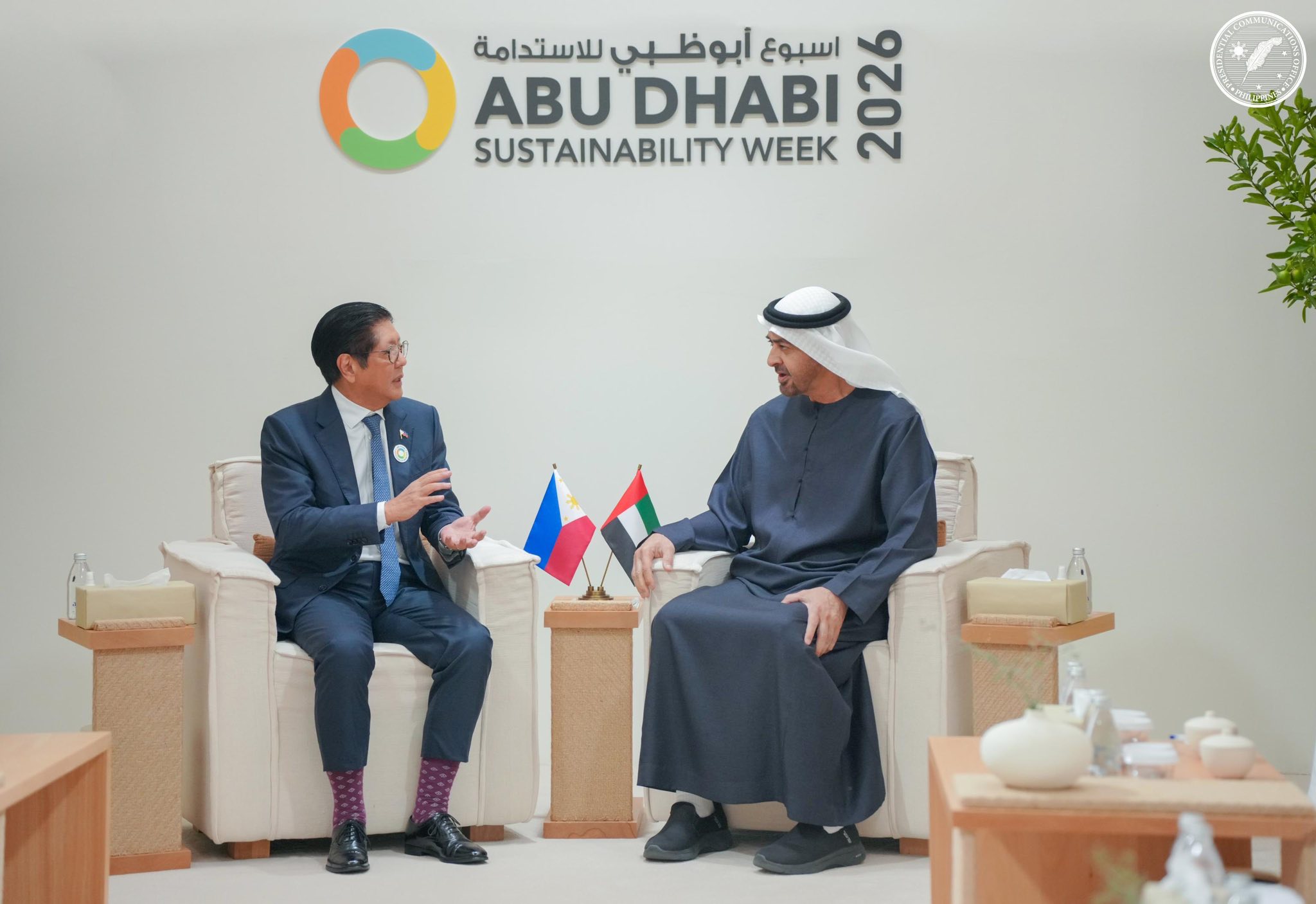 President Marcos with United Arab Emirates President His Highness Sheikh Mohamed bin Zayed Al Nahyan at Abu Dhabi Sustainability Week