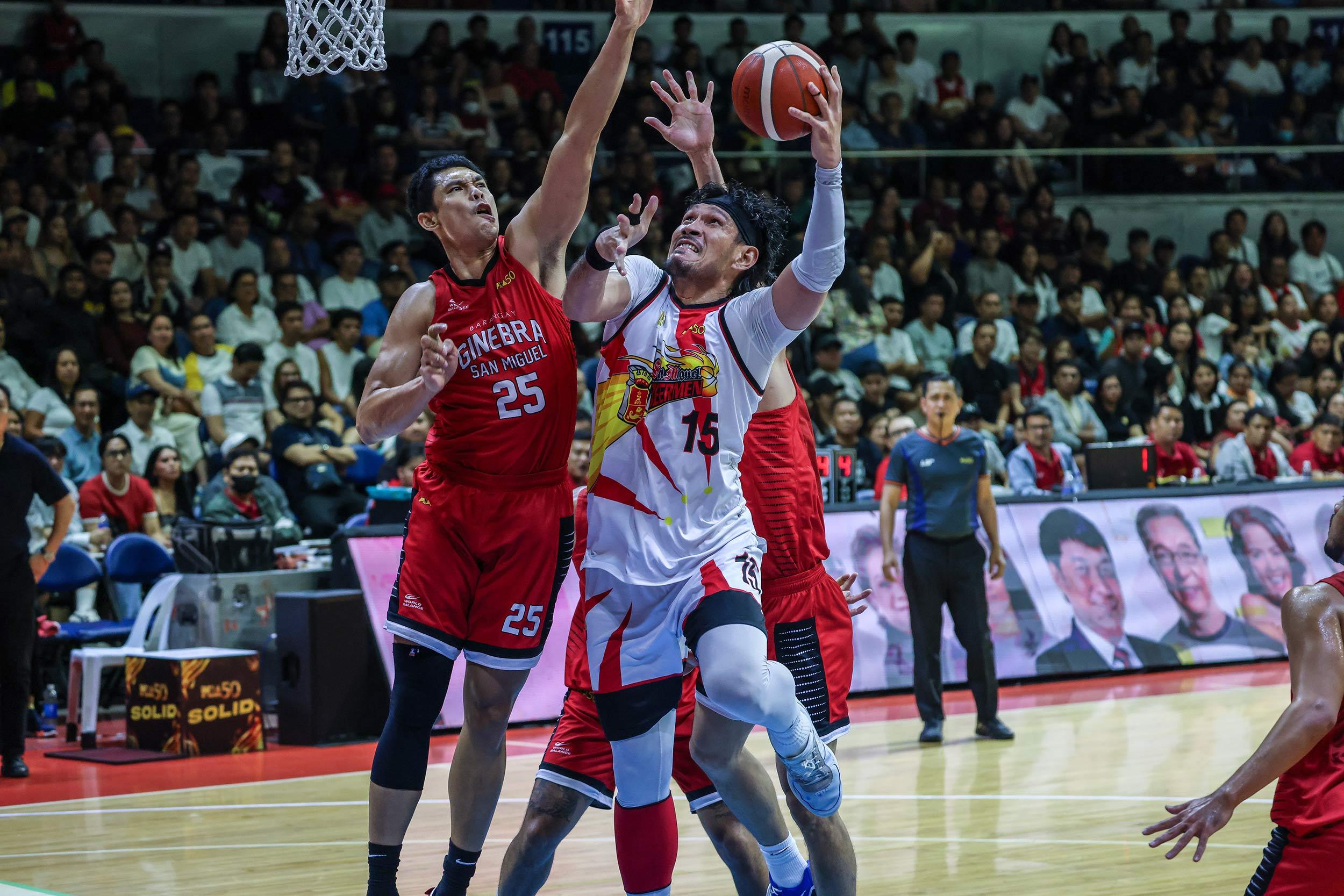 PBA: San Miguel's June Mar Fajardo vs Ginebra's Japeth Aguilar