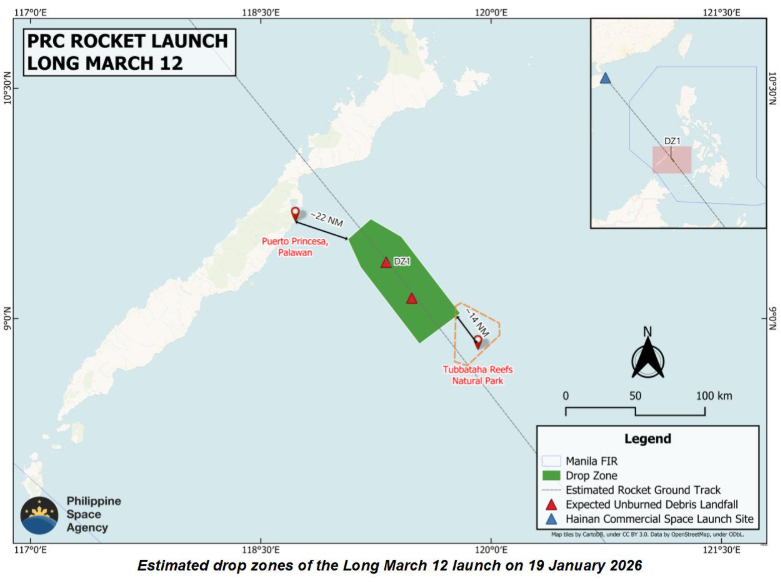PhilSA: China rocket debris may have fallen near Puerto Princesa, Tubbataha