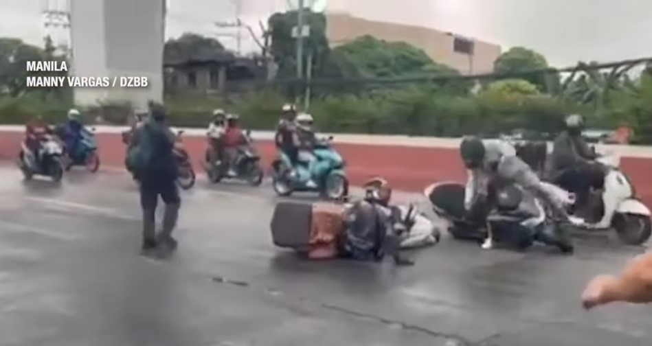 Riders hurt as truck topples, spills syrup on Manila road