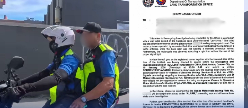 LTO show cause order traffic enforcer reckless driving