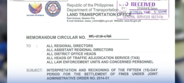 LTO memorandum circular on amended settlement period for traffic violations
