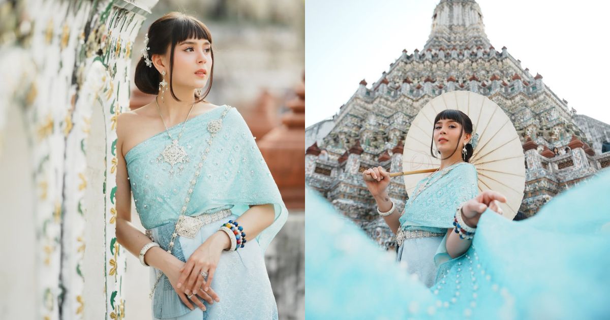 Ashley Ortega dons traditional Thai dress at Bangkok's Wat Arun temple