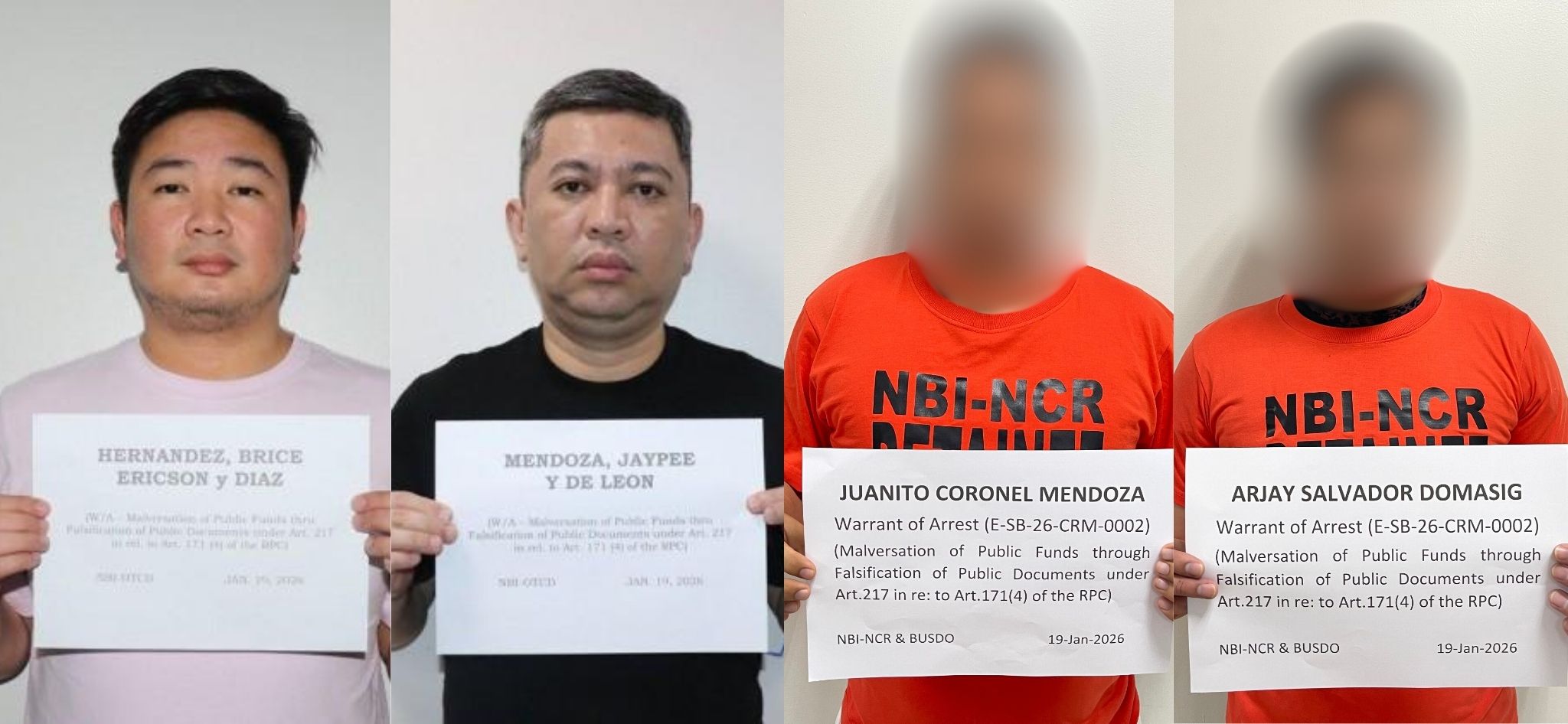 LOOK: Mugshots of Revilla's co-accused in alleged P92.8-M ghost project in Bulacan